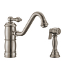 Whitehaus Sgl Lever Faucet W/ Traditional Swivel Spout And Brass Side Spray, Nckl WHKTSL3-2200-NT-BN